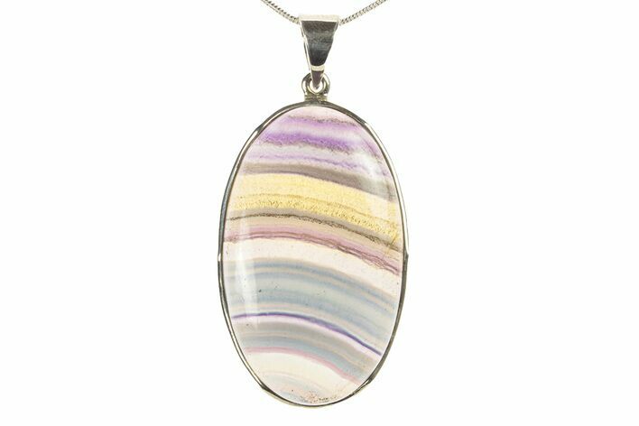 Banded Fluorite Pendant (Necklace) - Sterling Silver #279690